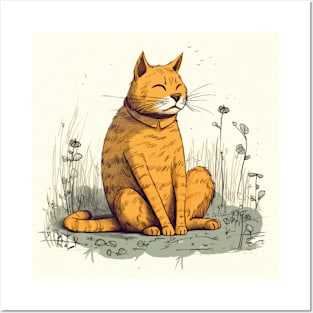 Orange sitting cat Posters and Art